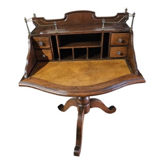 Small Secretary with 4 Drawers, Two Document Compartments and Small Secret Compartment For Sale