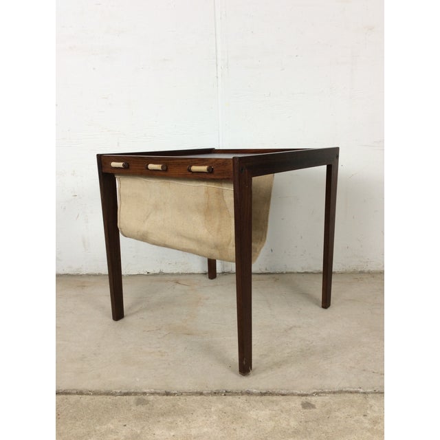 Mid-Century Modern Danish Modern Rosewood Magazine Table With Canvas Sling For Sale - Image 3 of 12
