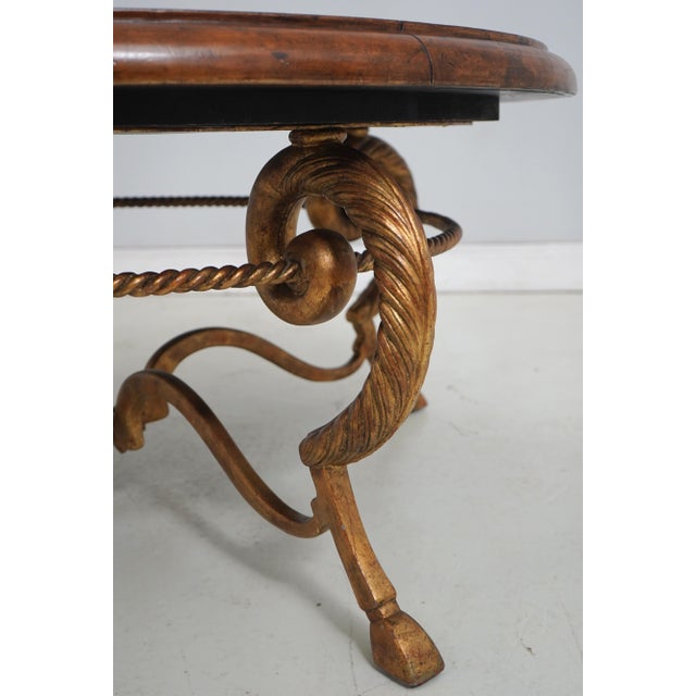 Round Leather Top Metal Base Coffee Table For Sale In Philadelphia - Image 6 of 13
