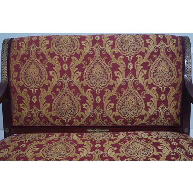 Textile Antique 19th C. French Empire Bronze Mounted Settee Loveseat For Sale - Image 7 of 18
