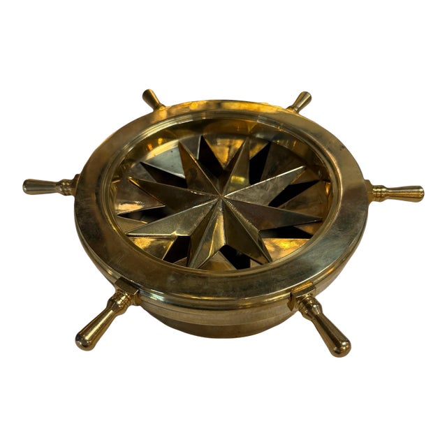 Vintage Brass Nautical Ship Wheel Ashtray For Sale