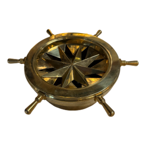 Vintage Brass Nautical Ship Wheel Ashtray
