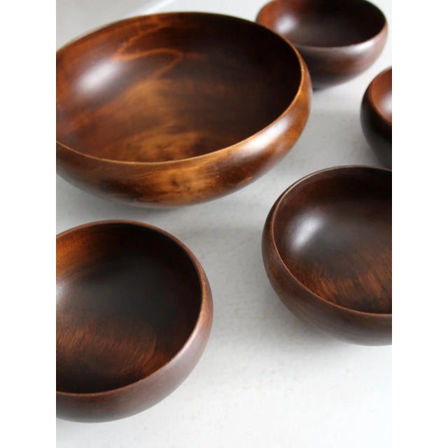 Mid-Century Wood Serving Bowl Set of 5 For Sale - Image 12 of 12