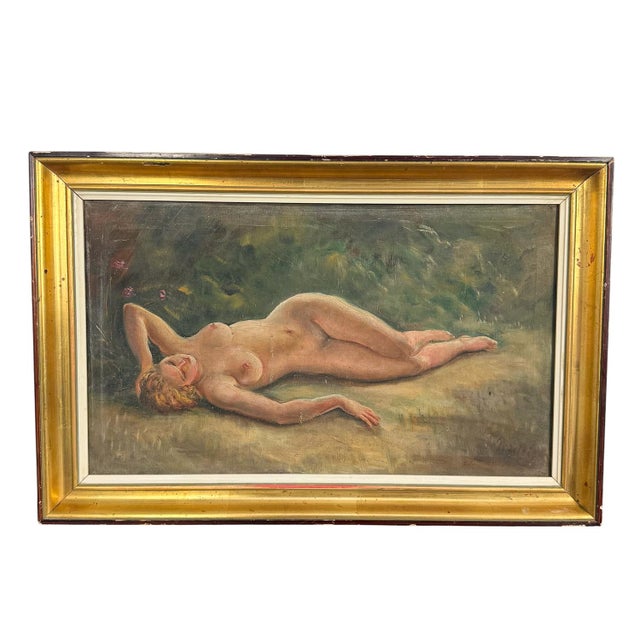 Unknown, Reclining Female Nude, 1890s, Oil on Canvas For Sale - Image 13 of 13