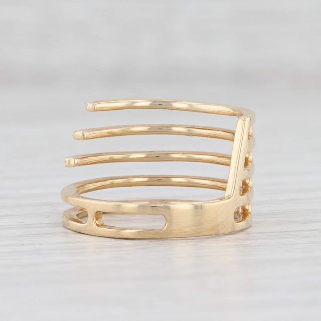 New Layered Diamond Statement Ring 14k Yellow Gold Size 6.5 Stacking For Sale - Image 4 of 7