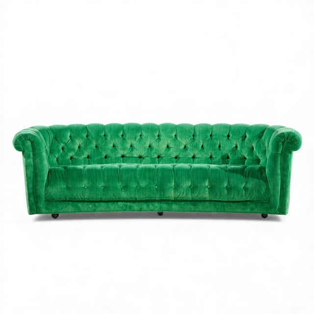 Mid Century Green Chesterfield Sofa This sofa measures: 91.5 wide x 36 deep x 29.5 inches high, with a seat height of 16...