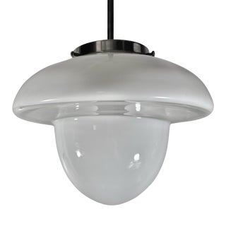 Vintage Scandinavian Pendant Lamp in Glass and Chrome, Sweden, 1920s For Sale