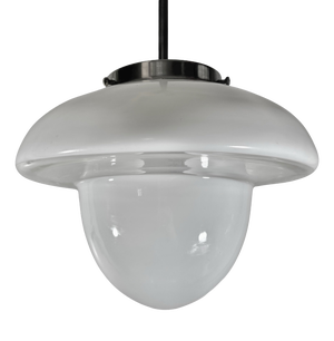 Vintage Scandinavian Pendant Lamp in Glass and Chrome, Sweden, 1920s
