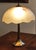 1980s Brass Table Lamp with Hand-Painted Satin Glass Shade, Italy, 1980s For Sale - Image 5 of 12