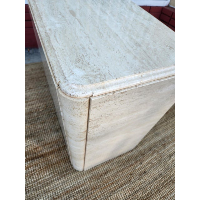 Modern Vintage Travertine Stone Base Table For Sale - Image 3 of 11