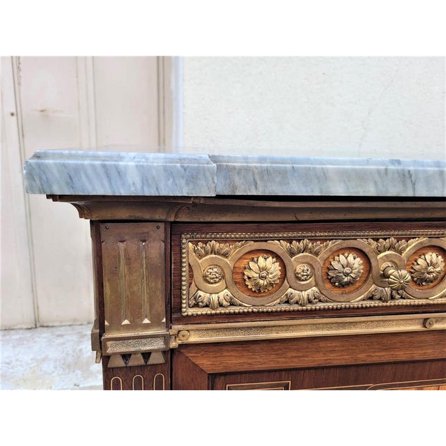 Grand Secretary with Flap in Marquetry, Late 19th Century For Sale - Image 5 of 18