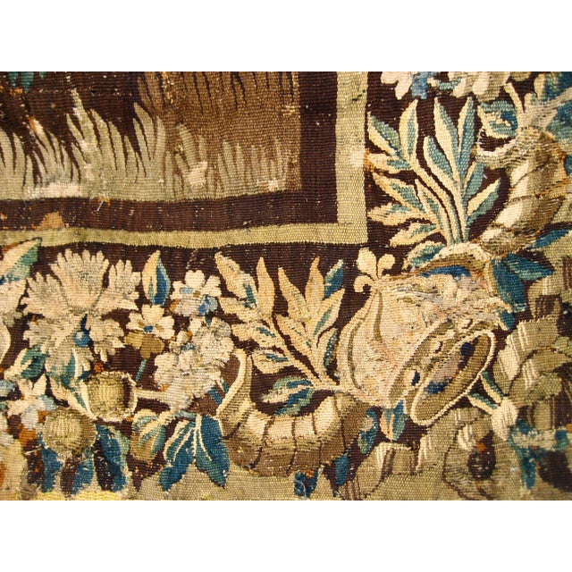 Early 18th Century French Aubusson Verdure Landscape and Royal Crown For Sale - Image 16 of 18