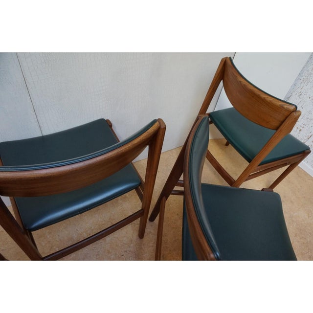 1960s Scandinavian Teak and Green Leatherette Dining Chairs, 1960s, Set of 4 For Sale - Image 5 of 18