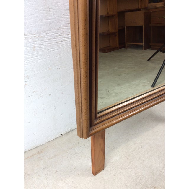 Mid Century Modern Mountable Mirror With Wooden Details at Top For Sale - Image 10 of 18