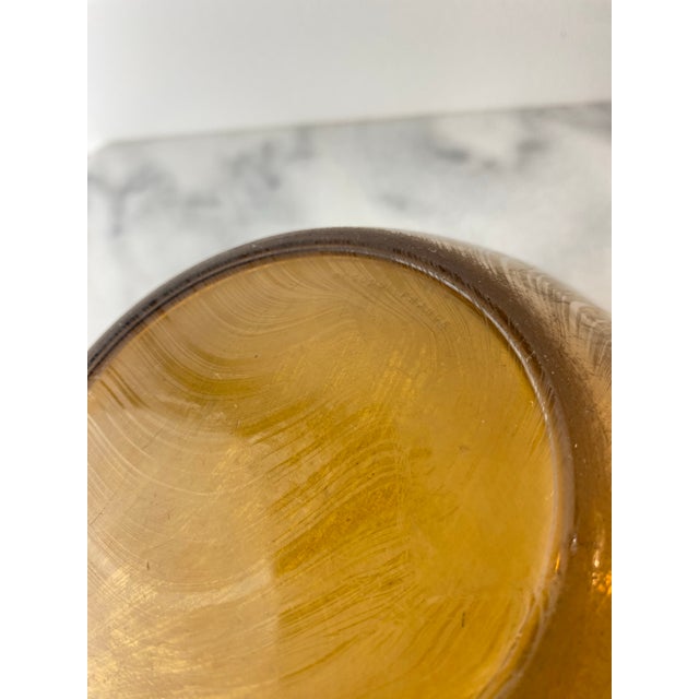 Vintage Arcopal France “Volcan” Frosted Amber Opaline Art Glass Bowl For Sale - Image 10 of 12