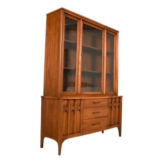 1960s Mid-Century Highboy Hutch China Closet Buffet in Style of Kent Coffey Perpspecta Series For Sale
