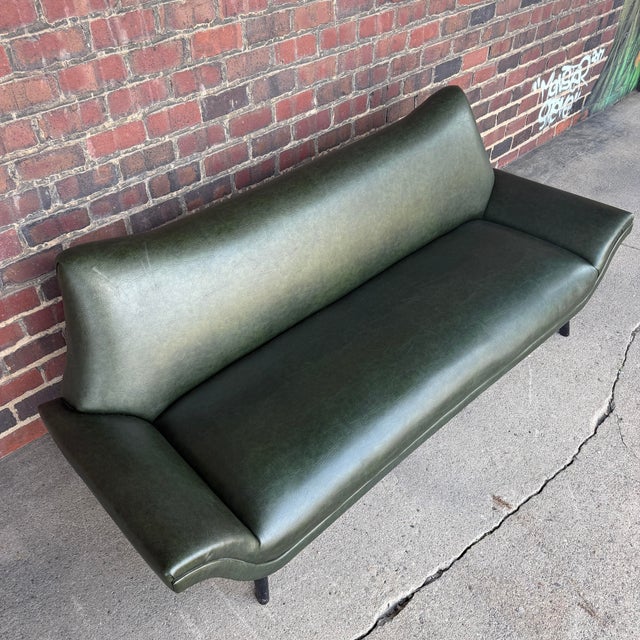 Mid 20th Century Italian Style Mid-Century Naugahyde Sofa For Sale - Image 5 of 9