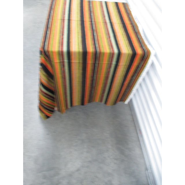 Mid-Century Modern Vintage Multi-Stripes Bark Cloth Fabric For Sale - Image 3 of 6