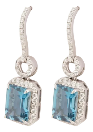 Natural diamond 0.72cts & blue topaz 5.39cts earring in 18k gold