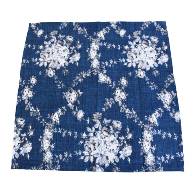 Set of four large 17" x 17" square custom-tailored dinner napkins created from vintage/never used cotton fabric depicting...