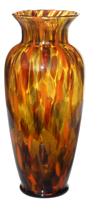 Art Deco Amber and Spotted Gold Avventurina Murano Glass Vase, 1930s