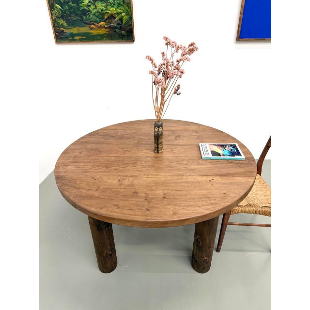 Constructivist Round Table in Walnut, 1950s For Sale - Image 10 of 18