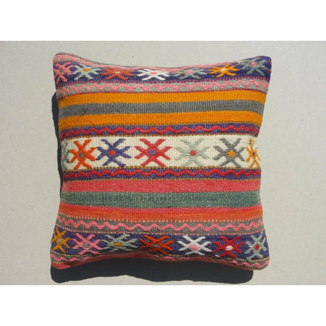 Textile 1980s Kilim Rug Pillow Cover For Sale - Image 7 of 7