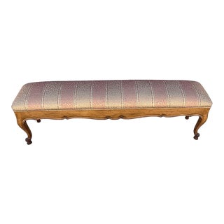 Vintage French Provincial Upholstered Slender Hallway Bench For Sale