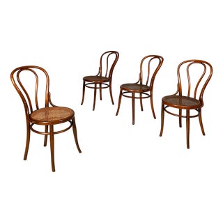 Italian Chairs in Straw and Wood, 1930s, Set of 4 For Sale