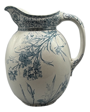 Large Antique Blue and White Vase Earthenware Pitcher from Royal Doulton, England, 1891