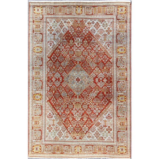 Early 20th Century Antique Persian Joshegan Rug With Geometric Medallion Design in Rust and Ivory For Sale - Image 11 of 11