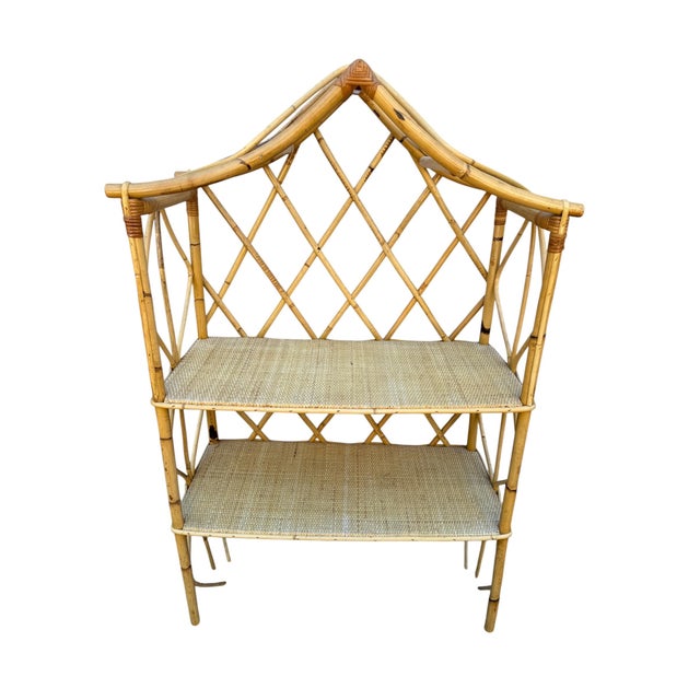 Mid-Century Modern Vintage Swedish Rattan Shelf, 1960s For Sale - Image 3 of 8