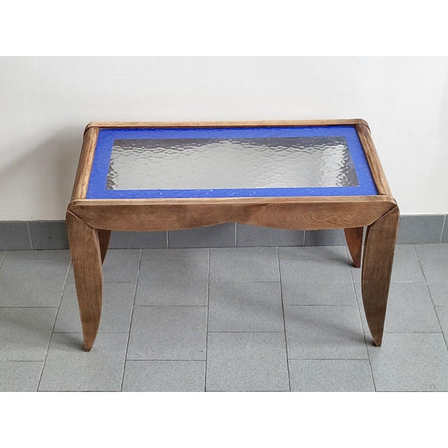 Vintage Beech and Cathedral Glass Coffee or Side Table, 1940s-1950s For Sale - Image 12 of 13