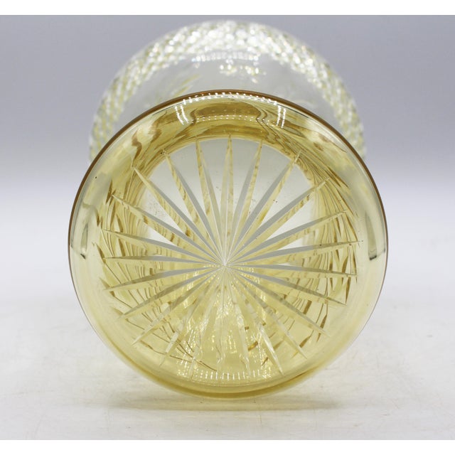 Late 19th Century Circa 1890-1910 Likely American Hand Cut Vaseline Glass Vase For Sale - Image 5 of 6