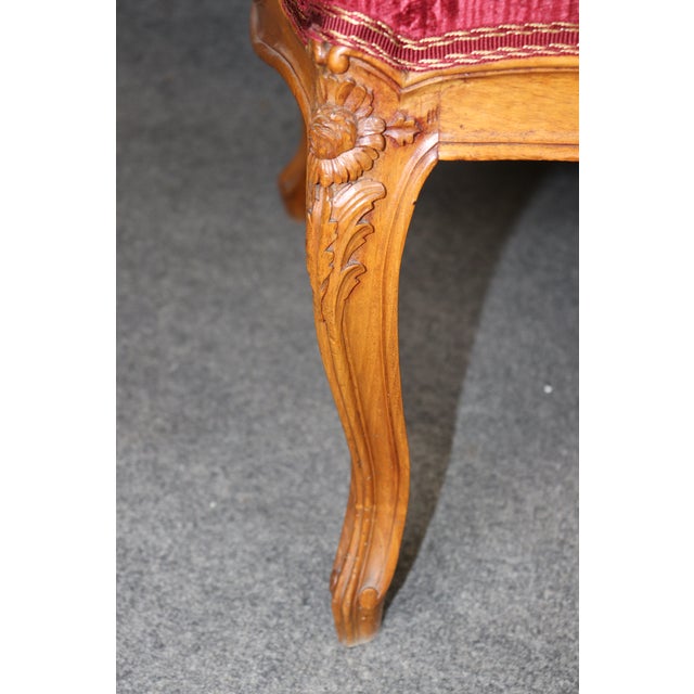 Wood Pair 19th C French Louis XV Style Elaborately Carved Armchairs For Sale - Image 7 of 8