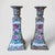 Vintage Chinoiserie Rose Medallion Porcelain Hand Painted Candle Holders -a Pair For Sale - Image 4 of 12