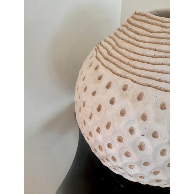 White Larry Halvorsen Hand-Built Sgraffito Porcelain Vase, 1990 For Sale - Image 8 of 12