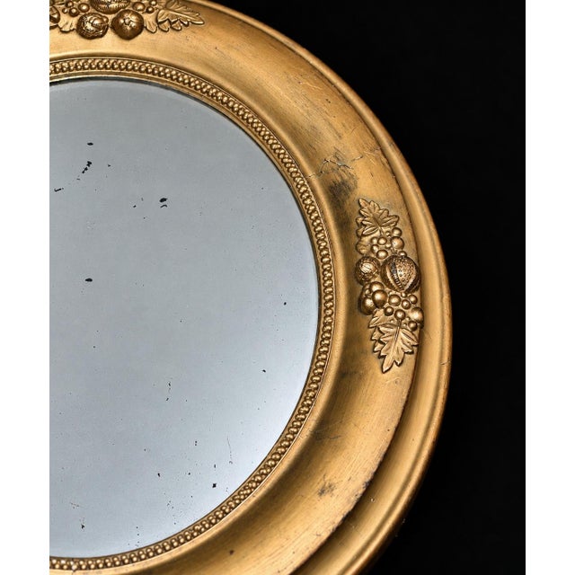 Antique Victorian Oval Mirror Giltwood Acorns 14" For Sale - Image 10 of 11