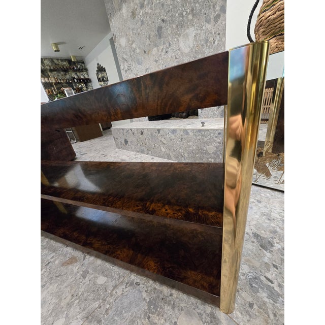 Wood Mid 20th Century Beautiful Burl and Golden Brass Sideboard by Century Furniture, Attributed For Sale - Image 7 of 16