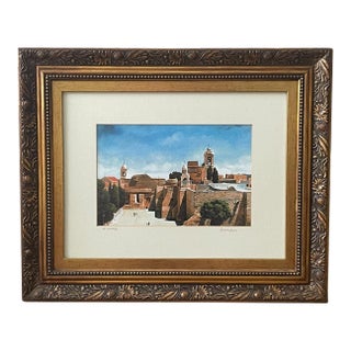 Bethlehem Holy Land Framed Art Print – Classic Watercolor Cityscape Religious Decor For Sale