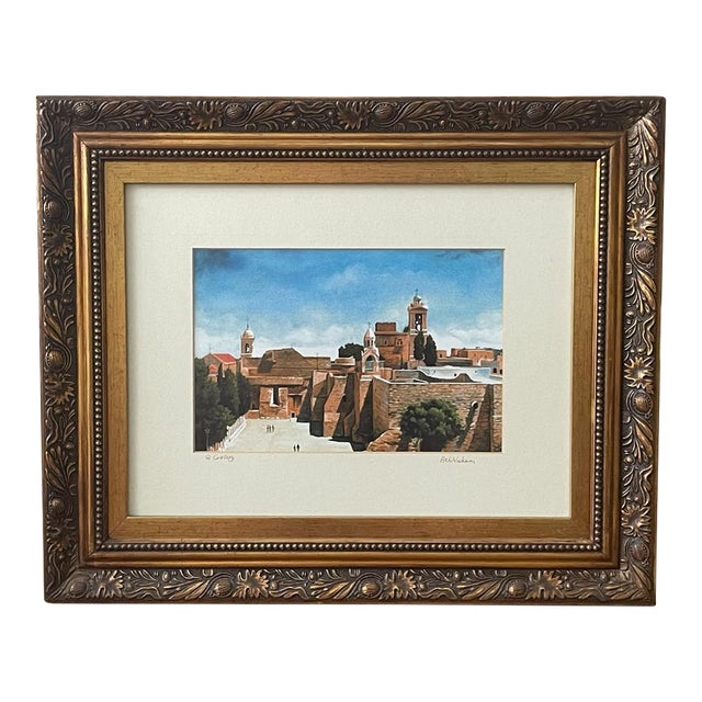 Bethlehem Holy Land Framed Art Print – Classic Watercolor Cityscape Religious Decor For Sale