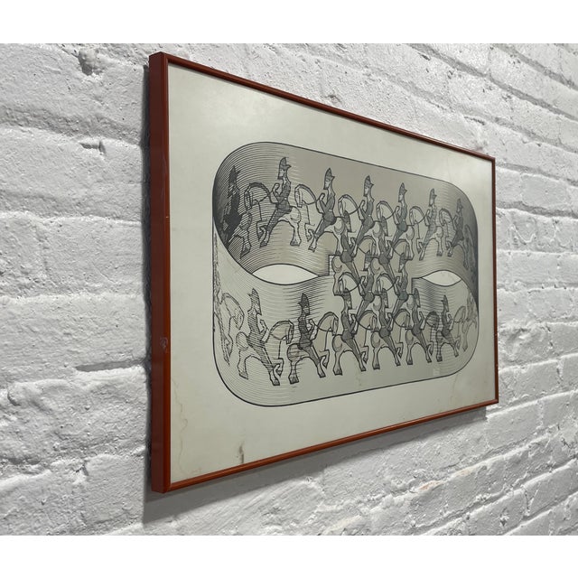 Mid Century Modern Framed m.c. Escher Horsemen Print | Vintage MCM Art For Sale - Image 13 of 15