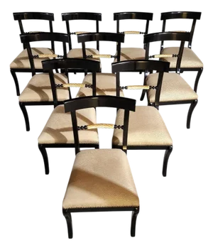 Greek Revival/Regency Style Klismos Dining Chairs, Custom Made - Set of 10