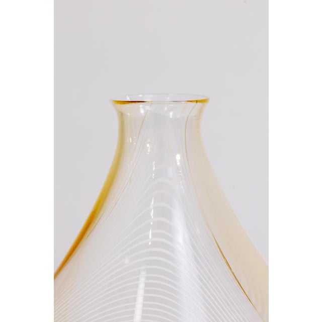 Jeff Mack - Untitled (Yellow Swirl), 2000s Signed Handblown Clear Glass Vessel For Sale - Image 4 of 5