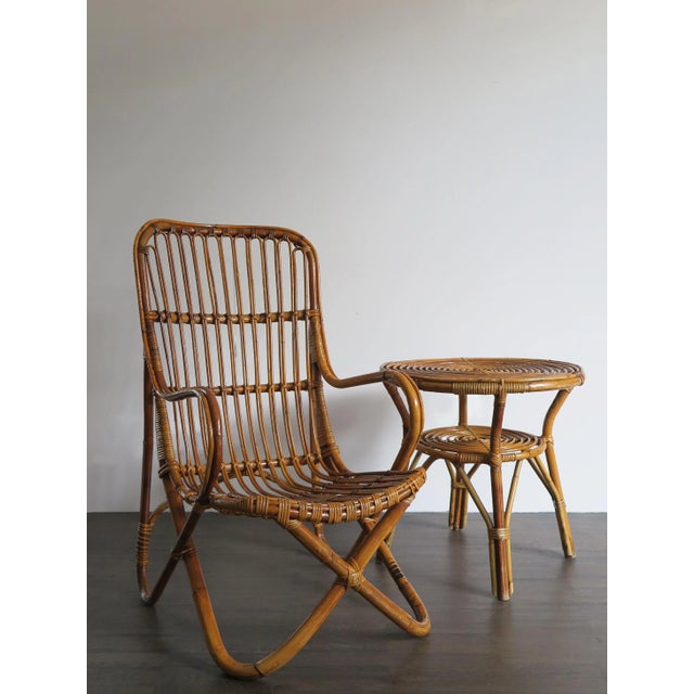 Bamboo and Rattan Table, 1960s For Sale - Image 4 of 7
