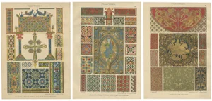 Dolmetsch, Byzantine Style Designs from Ornamentenschatz, 1887, Prints, Set of 3