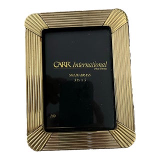 Vintage Carr International Fluted Art Deco Style Brass Picture Frame - 3.5" X 5" For Sale