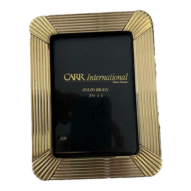 Vintage Carr International Fluted Art Deco Style Brass Picture Frame - 3.5" X 5" For Sale