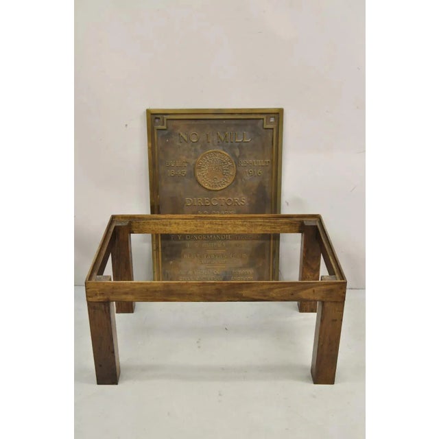 Antique 'Boston Duck Company (1845)' Large Bronze Plaque Custom Coffee Table For Sale - Image 9 of 12