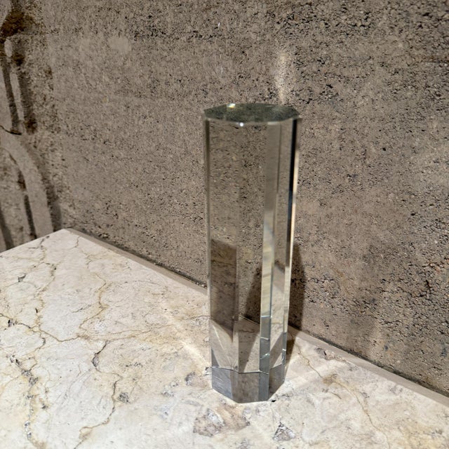 Modern Crystal Glass Paperweight, Octagonal Pillar, Late 20th Century For Sale - Image 4 of 14